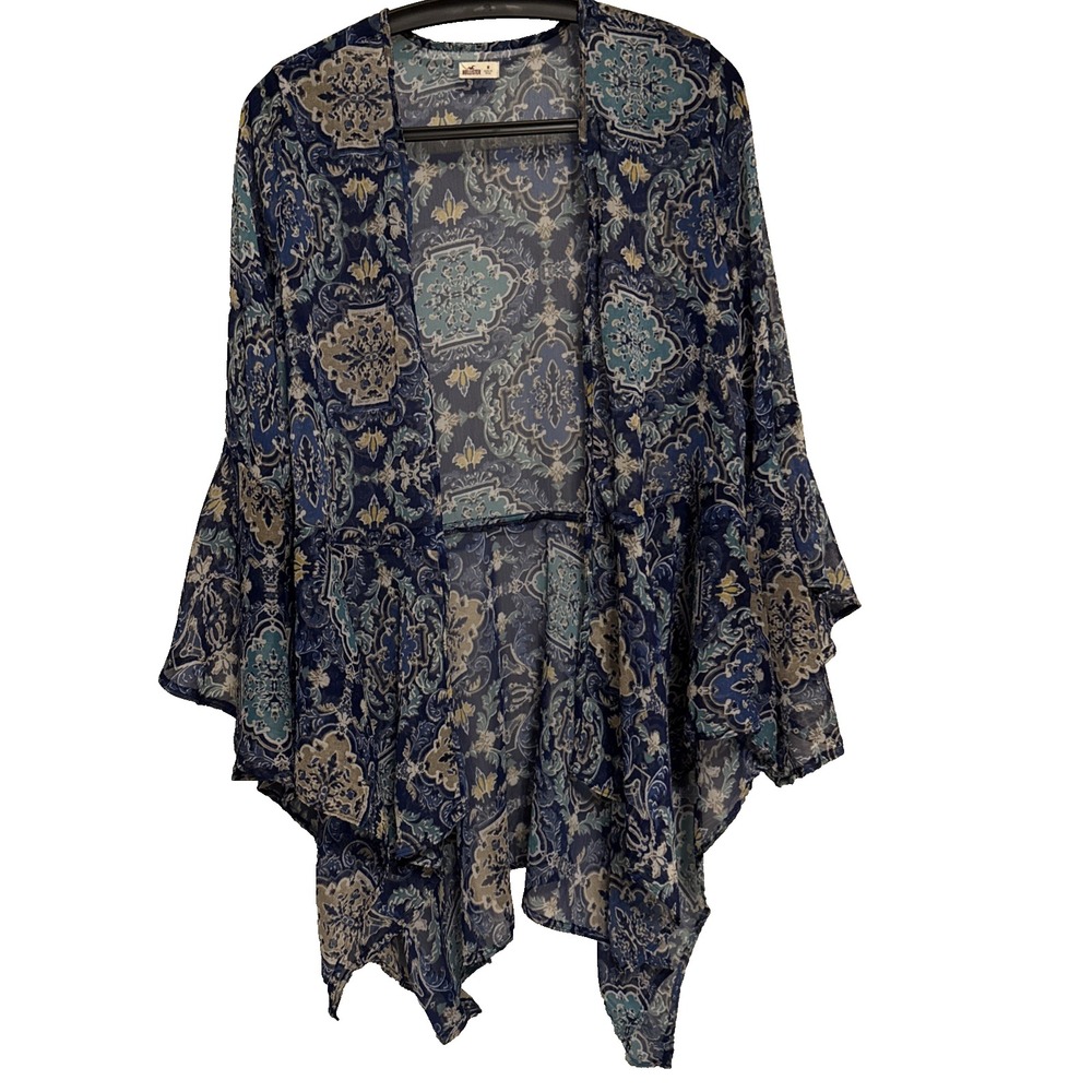 Hollister Sheer Open Blue Y2K Cardigan Sz M Boho Fairy Feminine Dainty Coquette
